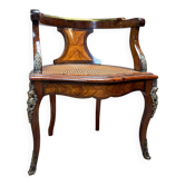 Louis XV style marquetry office chair, 19th century.