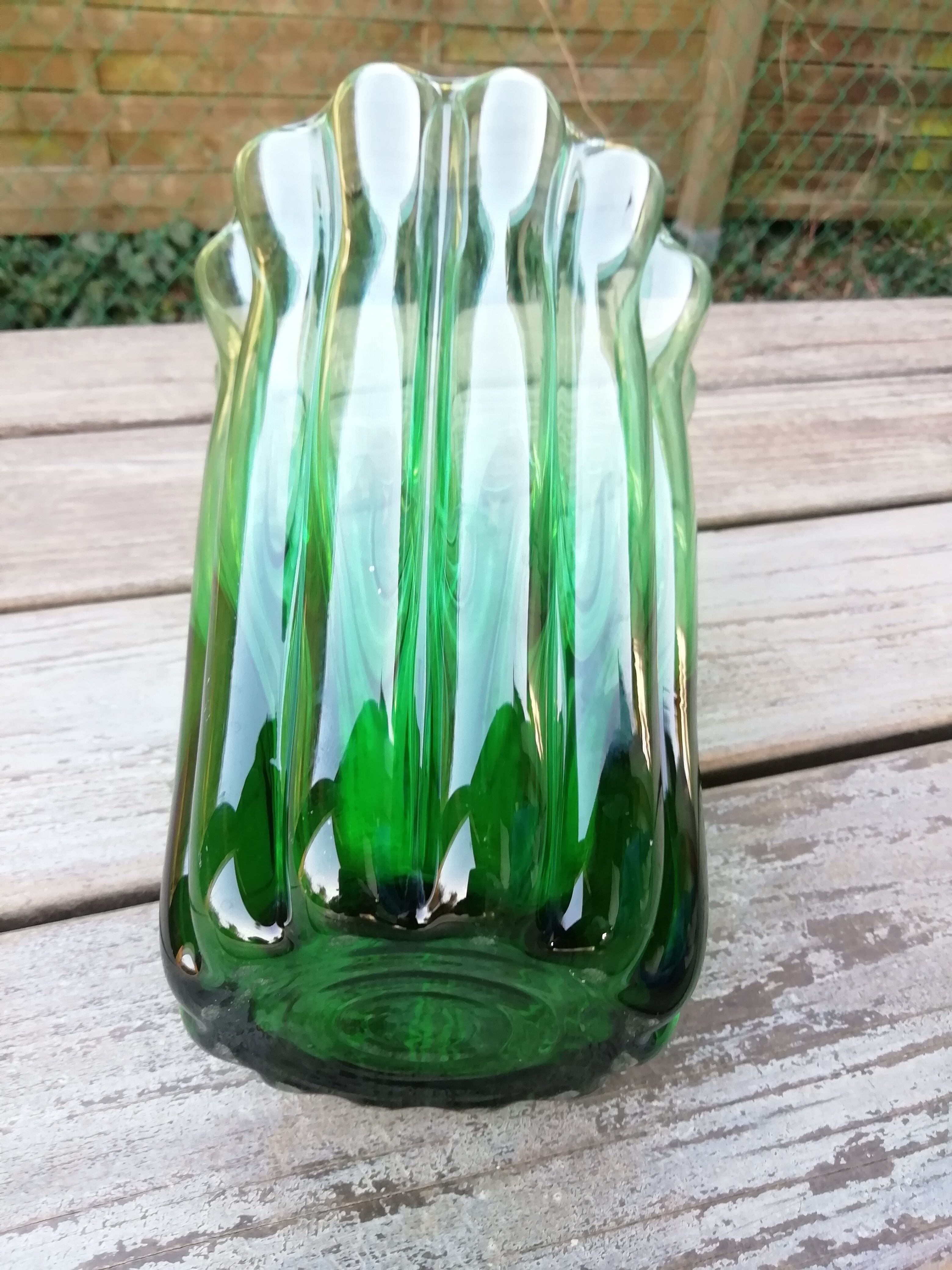 Green glass vase
