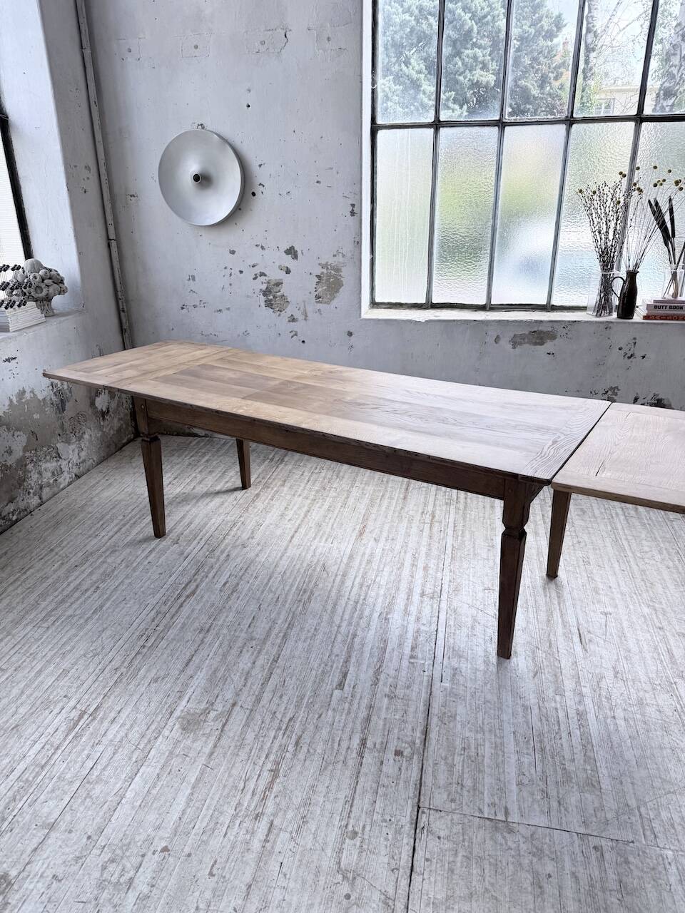 Solid oak farmhouse table with extensions (190-280cm) 1950