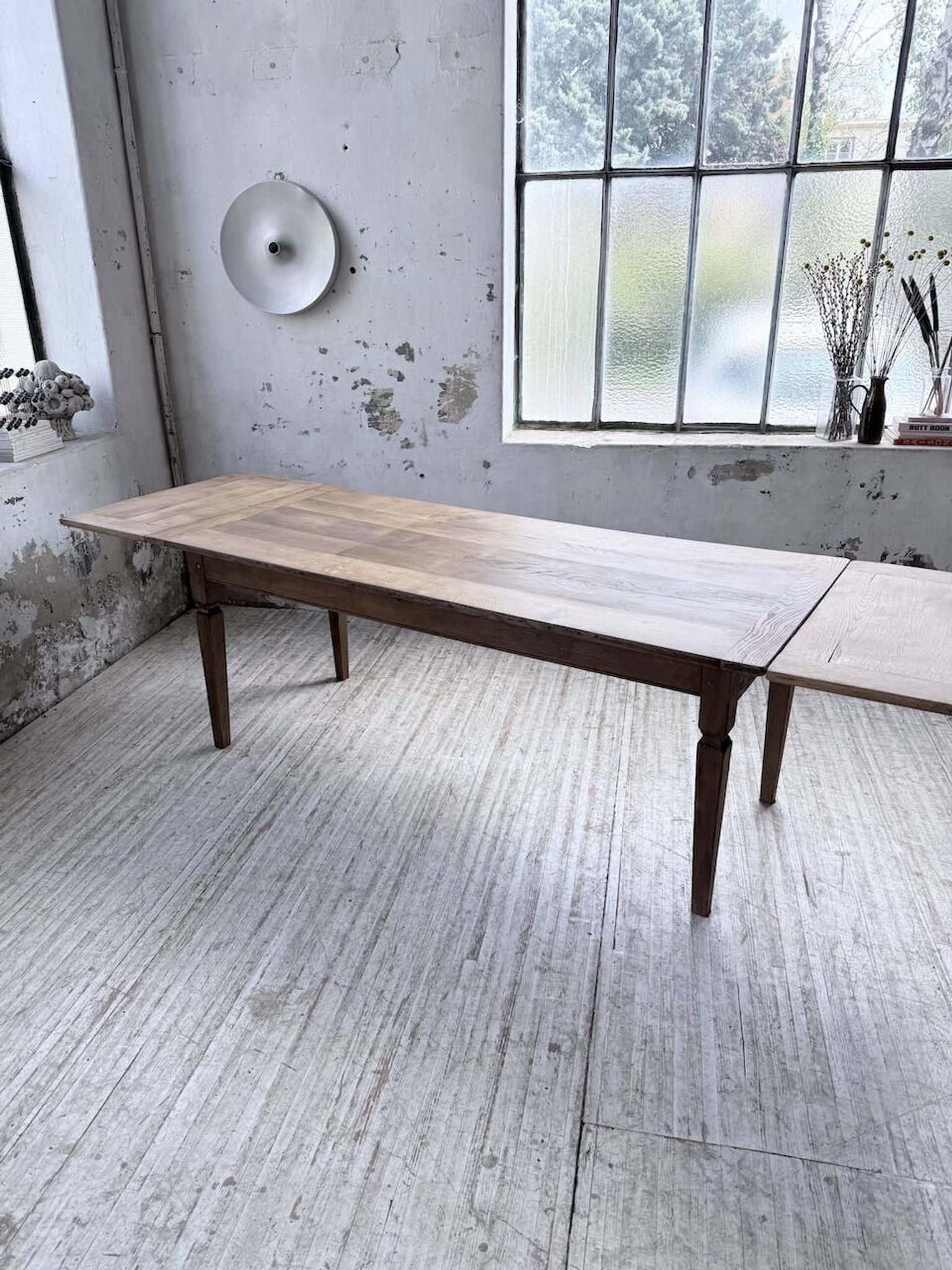 Solid oak farmhouse table with extensions (190-280cm) 1950
