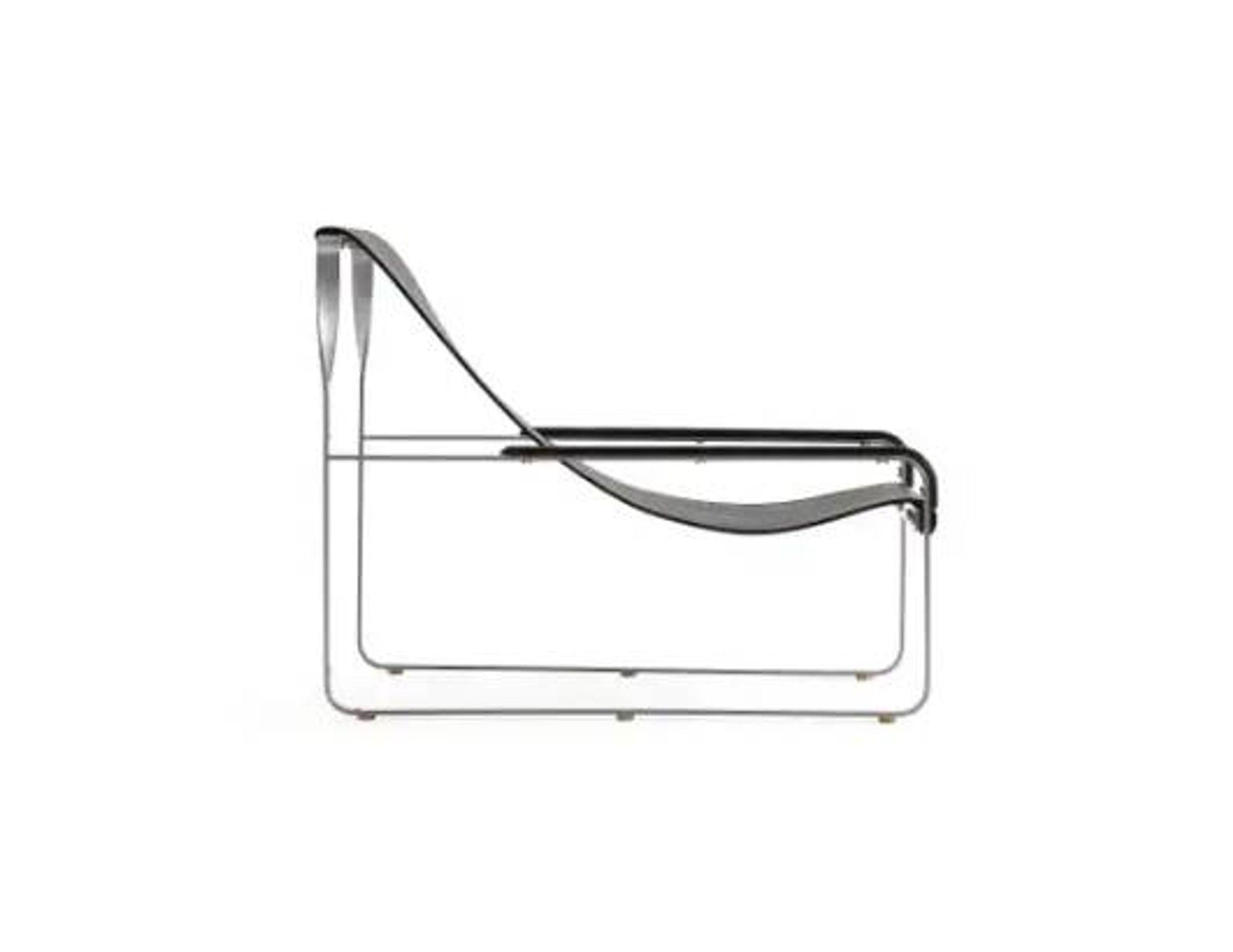 Contemporary Artisan Chaise Longue in aged silver steel and black leather