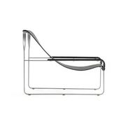 Contemporary Artisan Chaise Longue in aged silver steel and black leather
