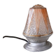 Lampe globe art décor verre moulé rose et dorure