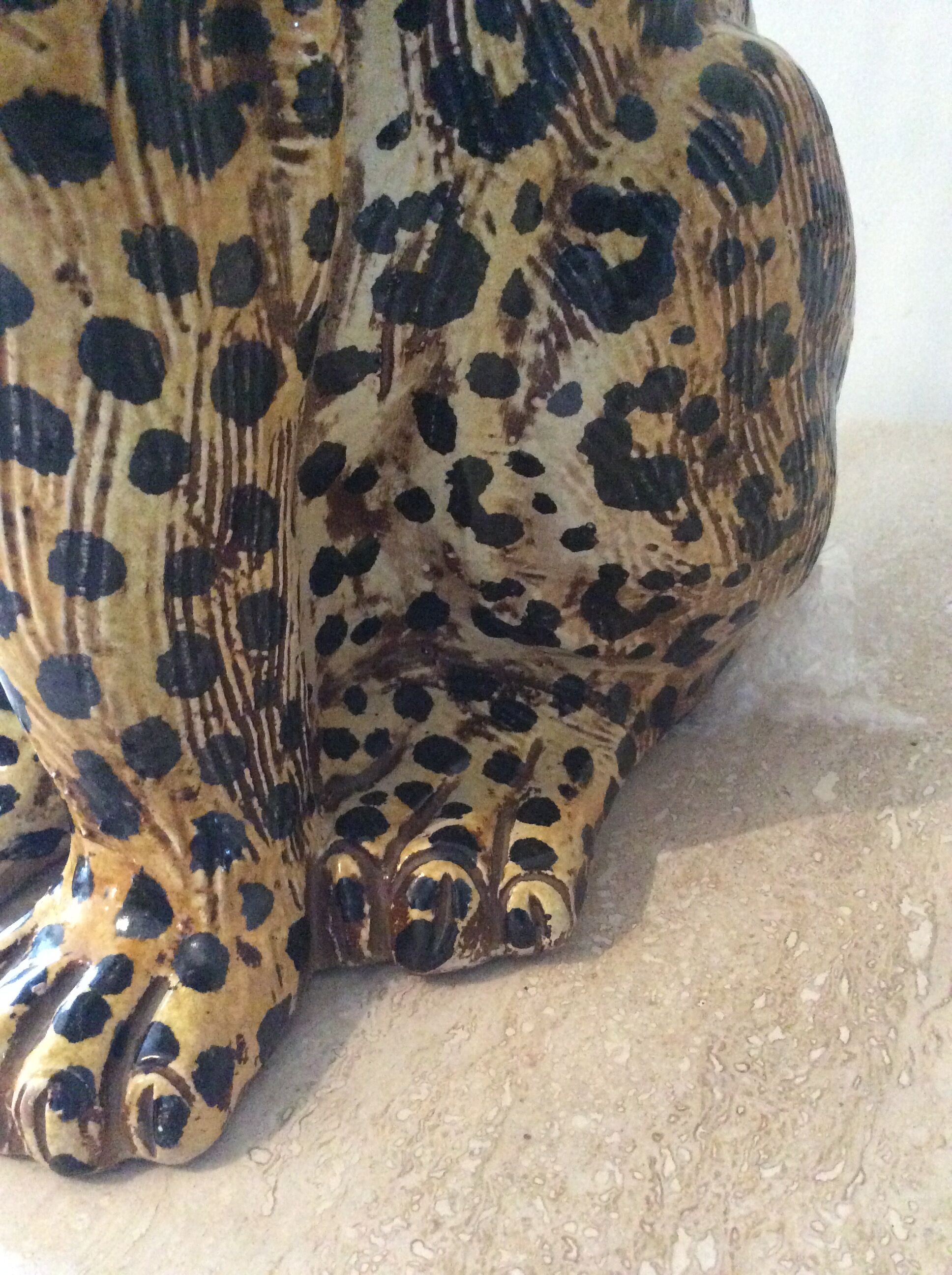 Enamelled terracotta leopard from the 60s Italy