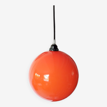Orange opaline suspension lamp 60s