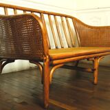 Rattan bench sofa and vintage canning
