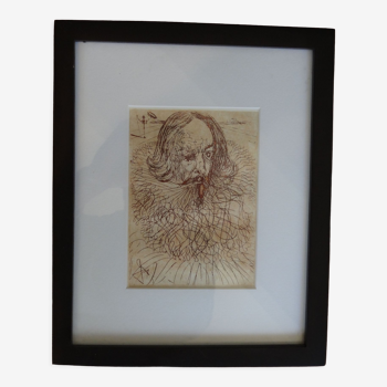 Lithograph of Cervantes by Salvador Dali 26 x 33 cm