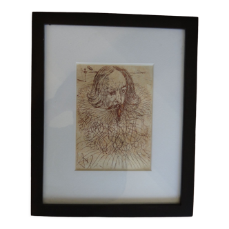 Lithograph of Cervantes by Salvador Dali 26 x 33 cm