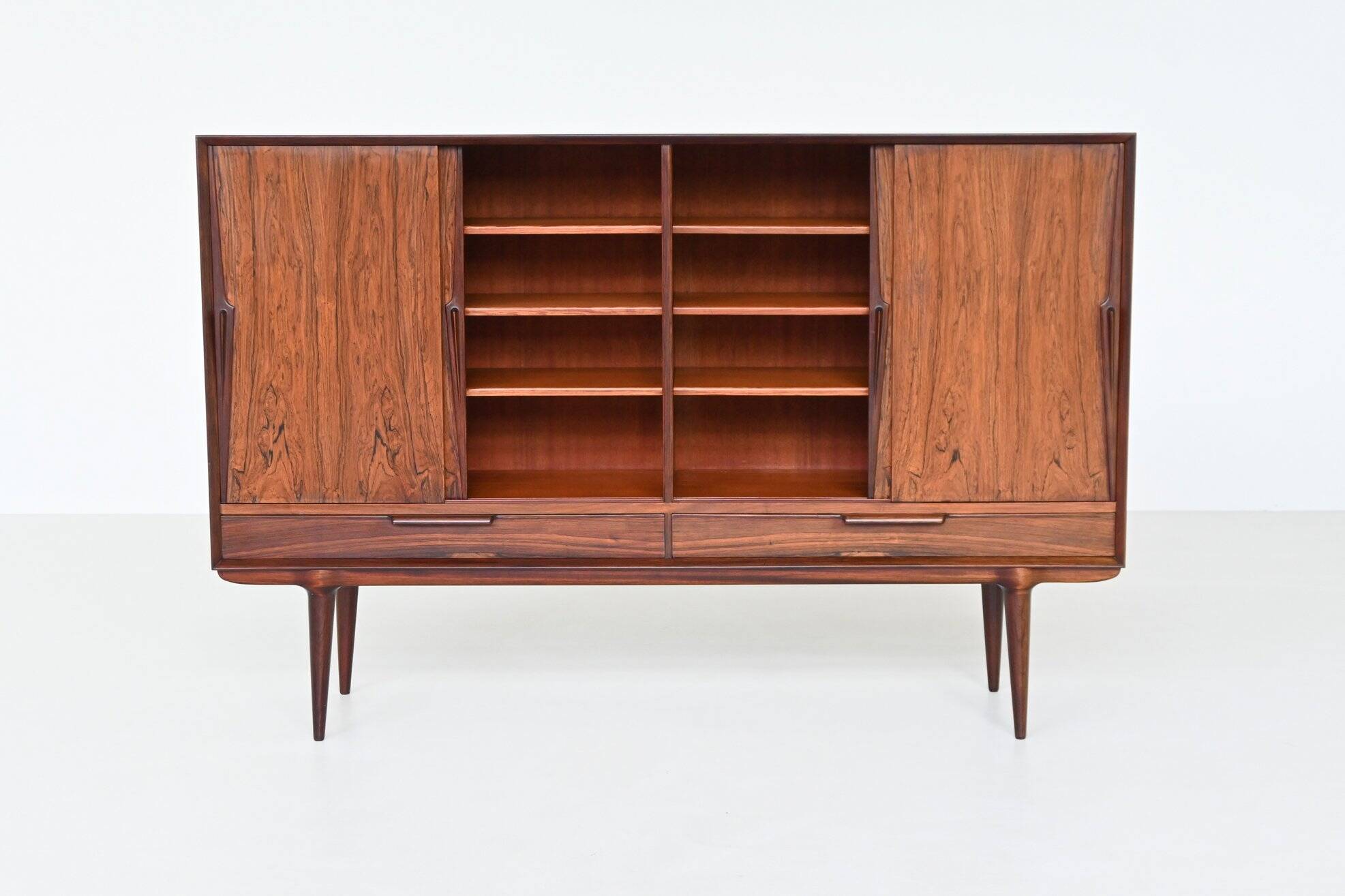 Gunni Omann highboard model 13 in rosewood Omann Jun Denmark 1960