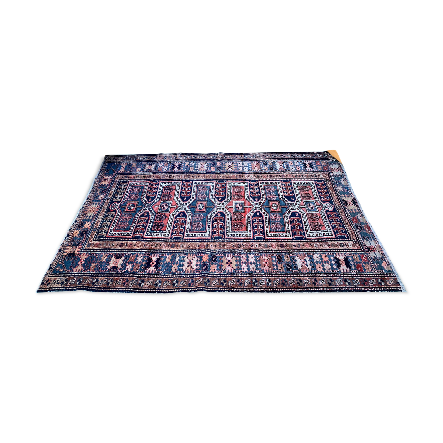 Vintage Karacah Rug 182x114 cm, medium, Tribal oriental Carpet  Red Navy Blue