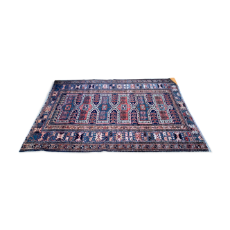 Vintage Karacah Rug 182x114 cm, medium, Tribal oriental Carpet  Red Navy Blue