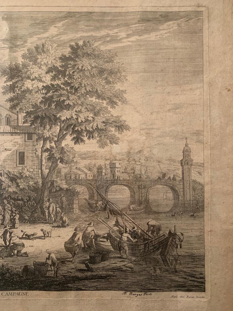 A. F. Bargas, Marché de campagne, gravure, vers XVIIème siècle