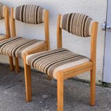 Suite of 4 chairs self beech brass and wool 1960