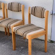 Suite de 4 chaises self hêtre laiton et laine 1960