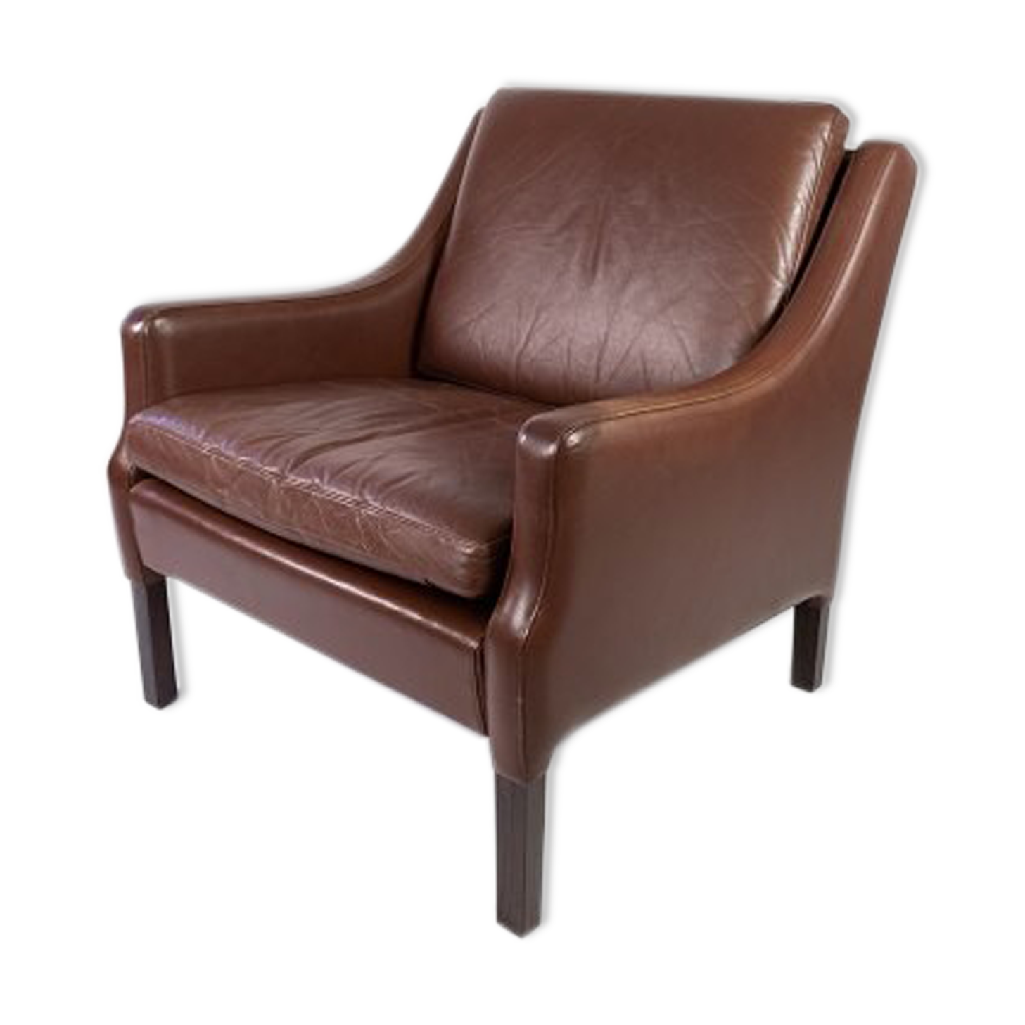 Danish armchair brown leather 60s
