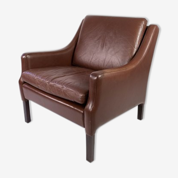 Danish armchair brown leather 60s