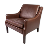 Danish armchair brown leather 60s