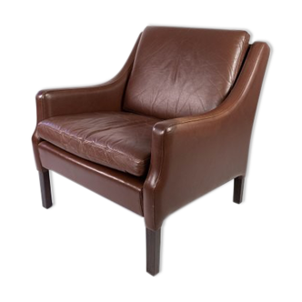 Fauteuil danois cuir marron  60s