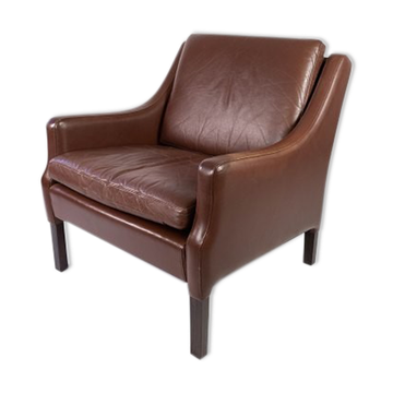 Fauteuil danois cuir marron  60s
