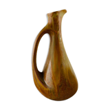 Vase soliflore in old stoneware flamed caramel color and honey of the Manufacture Denbac (signed and