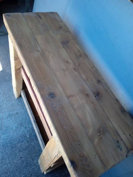 Old solid wood workbench furniture