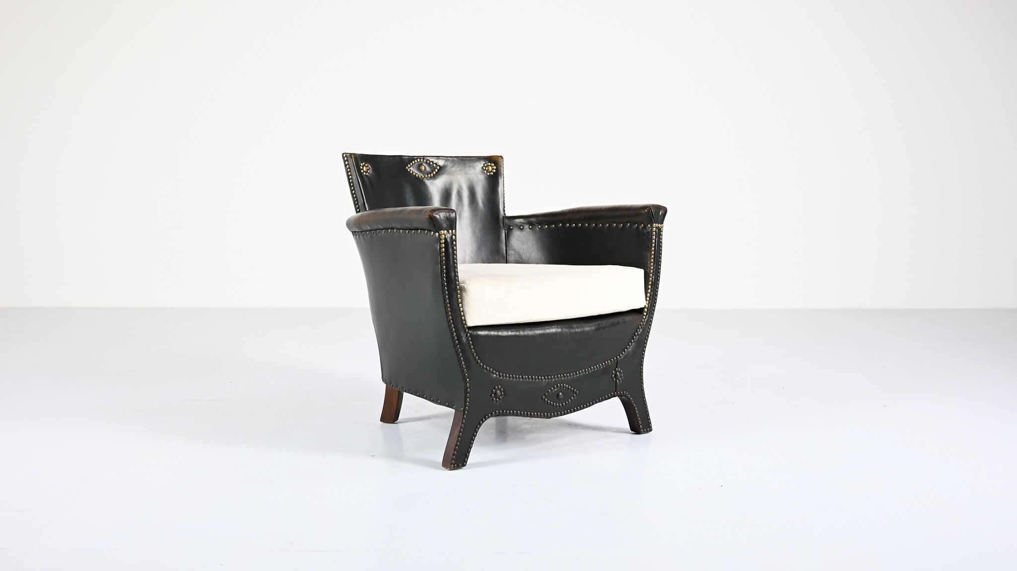 Otto Schulz leather club chair, for Boet. Sweden, C.1940