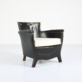 Otto Schulz leather club chair, for Boet. Sweden, C.1940