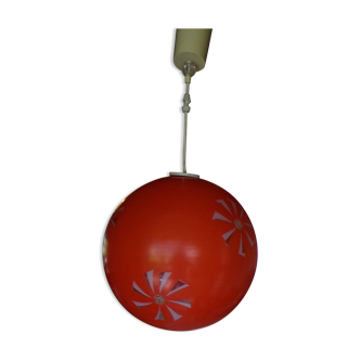 Suspension vintage globe en verre orange