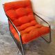 Fauteuil chauffeuse vintage pop 1970’s tubulure chrome