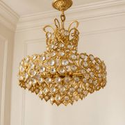 Brass and crystal chandelier plated with 24K gold PALWA, Germany, 1960s-70s.