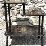 Antique chinese napoleon iii black lacquered shelf