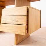 Bureau postmoderne, table à écrire par Bohumil Landsman, placage de chêne, années 1970