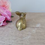 Figurine miniature lapin en laiton doré Vintage