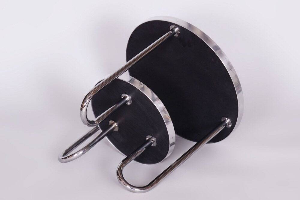 Small Czech Bauhaus Spruce and Chrome Side Table from Kovona, 1930s
