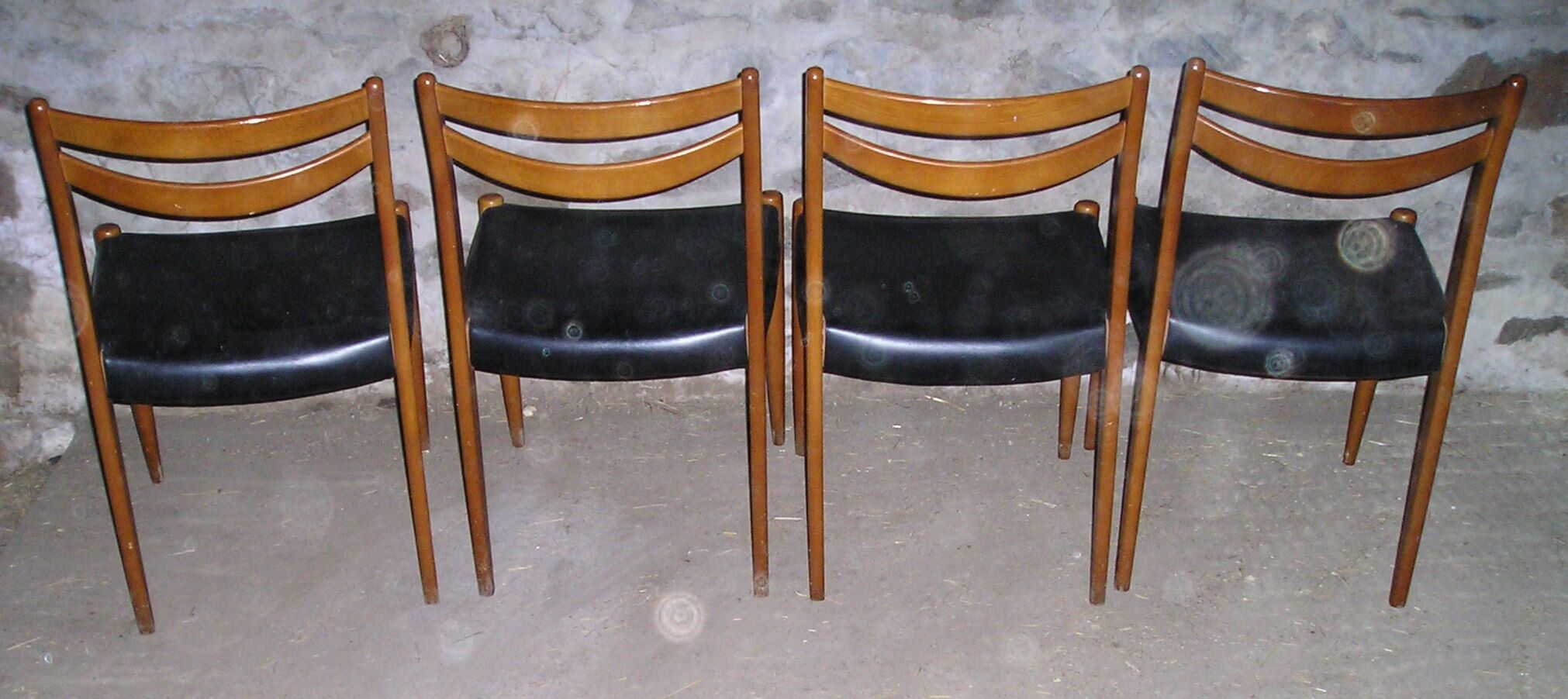 Scandinavian wood and leather chairs
