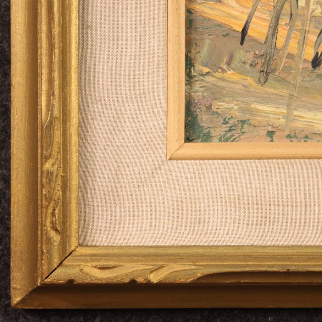 Italian signed painting countryside landscape from 20th century