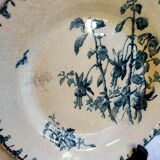 2 flat blue iron earth plates in Gien earthenware
