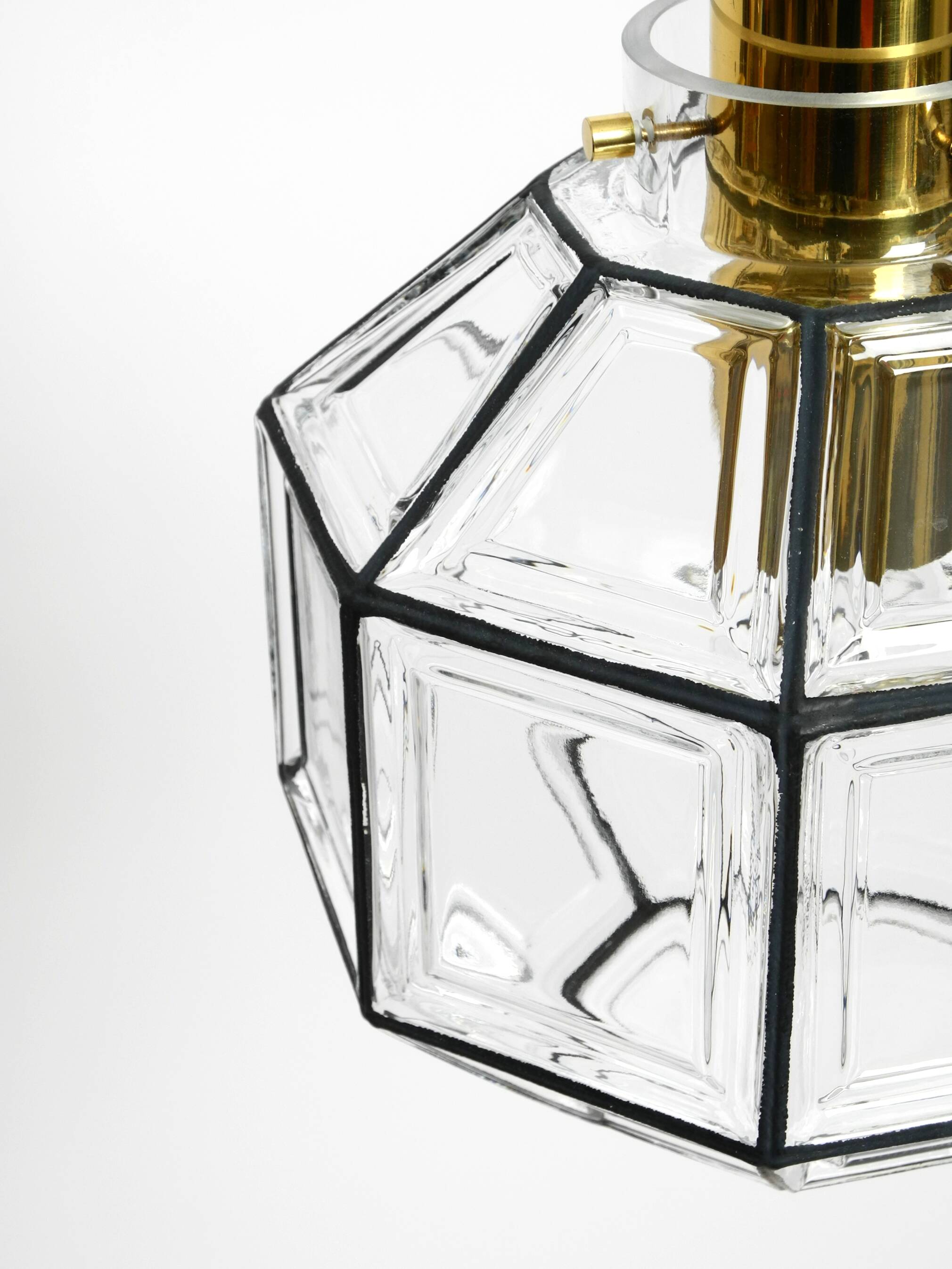 Beautiful rare original 60s  Limburg octagonal glass pendant lamp