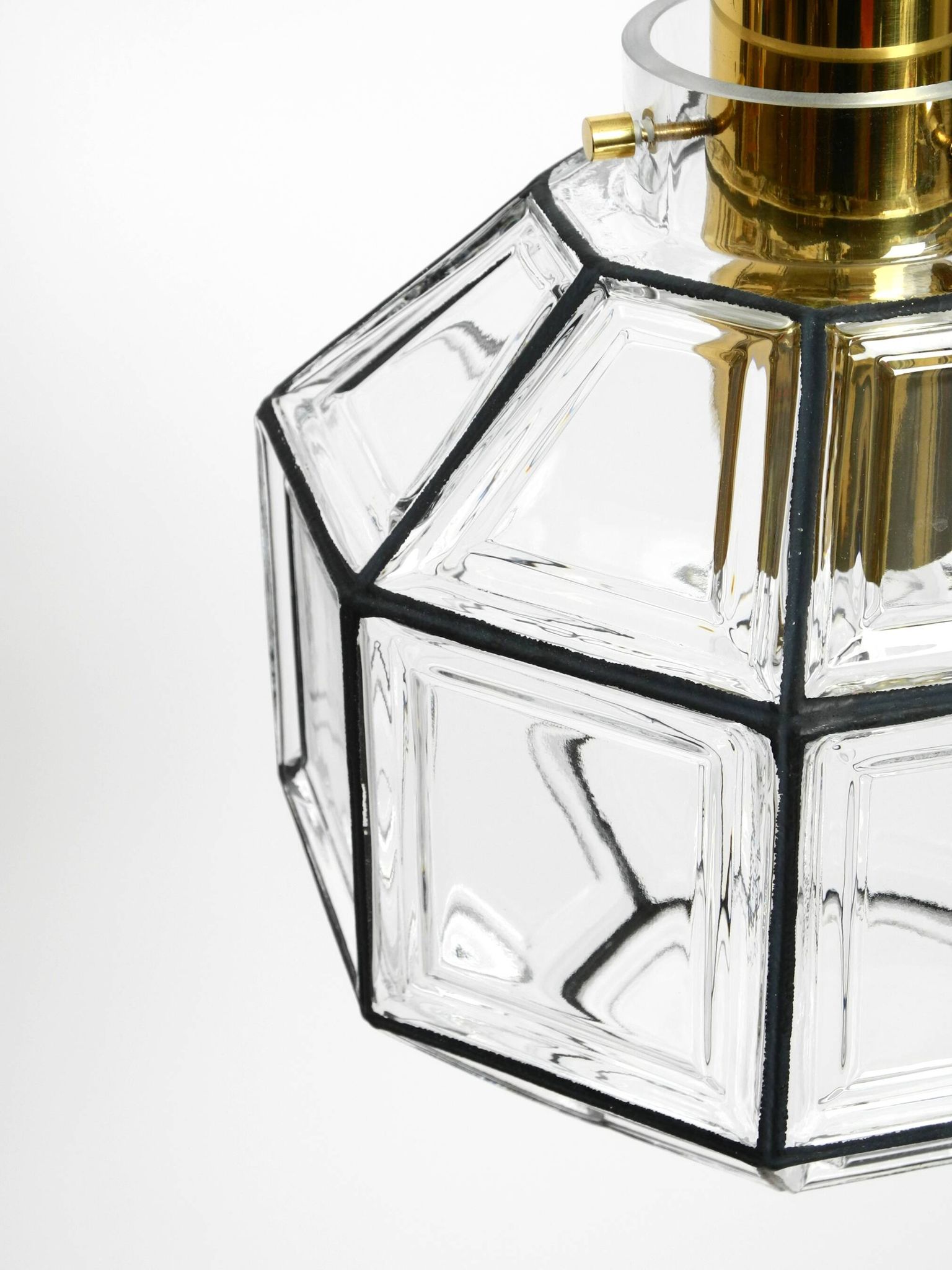 Beautiful rare original 60s  Limburg octagonal glass pendant lamp