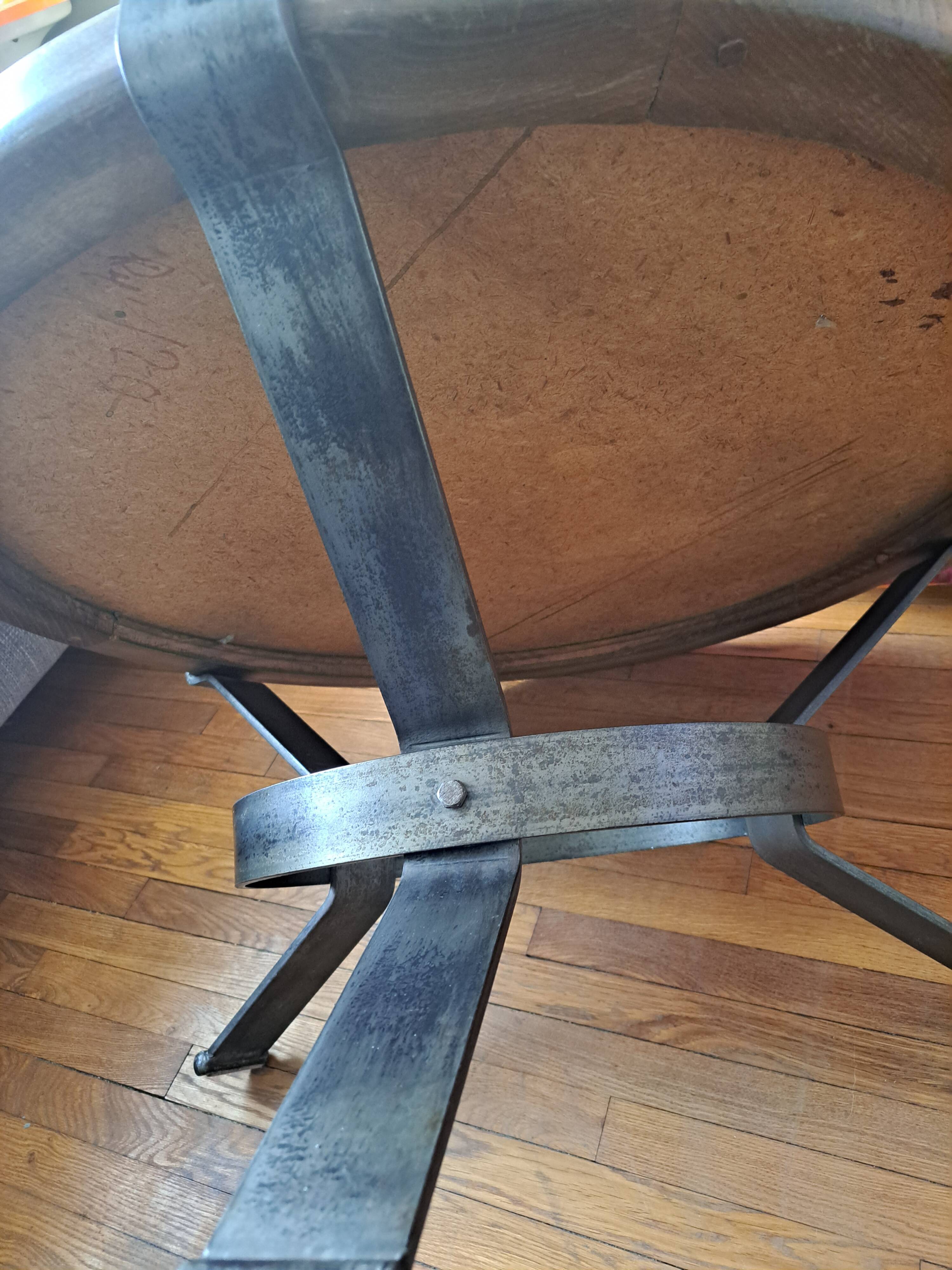 Vallauris coffee table signed drac 1960 wood earthenware steel