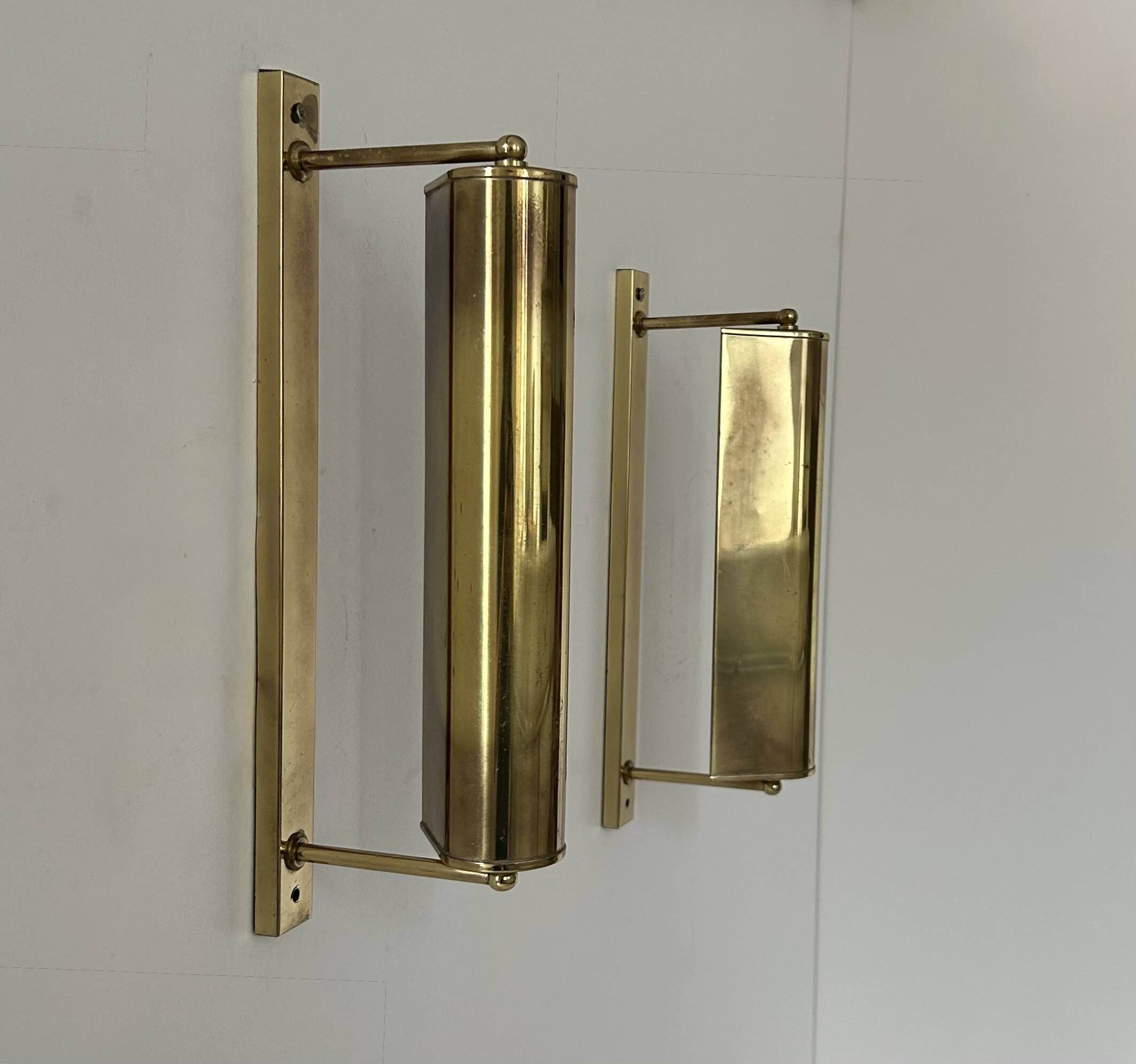 Pair of vintage adjustable brass wall lights, France, 1960s