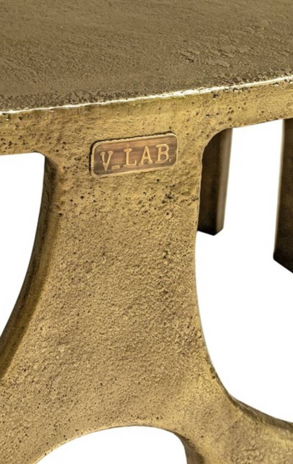 Vlab brutalist console in bronze-finished metal