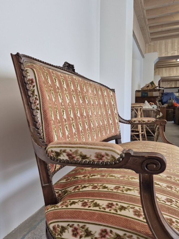 Banquette canapé style Louis XVI deux places époque 1900s