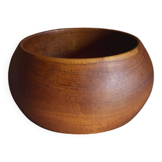 Vintage turned teak bowl