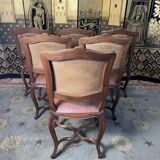 Suite of 6 Regency-style walnut chairs