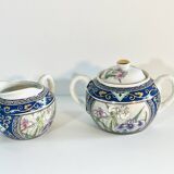 Small milk jug and sugar bowl from Japan with floral patterns from the 1930s/1940s.