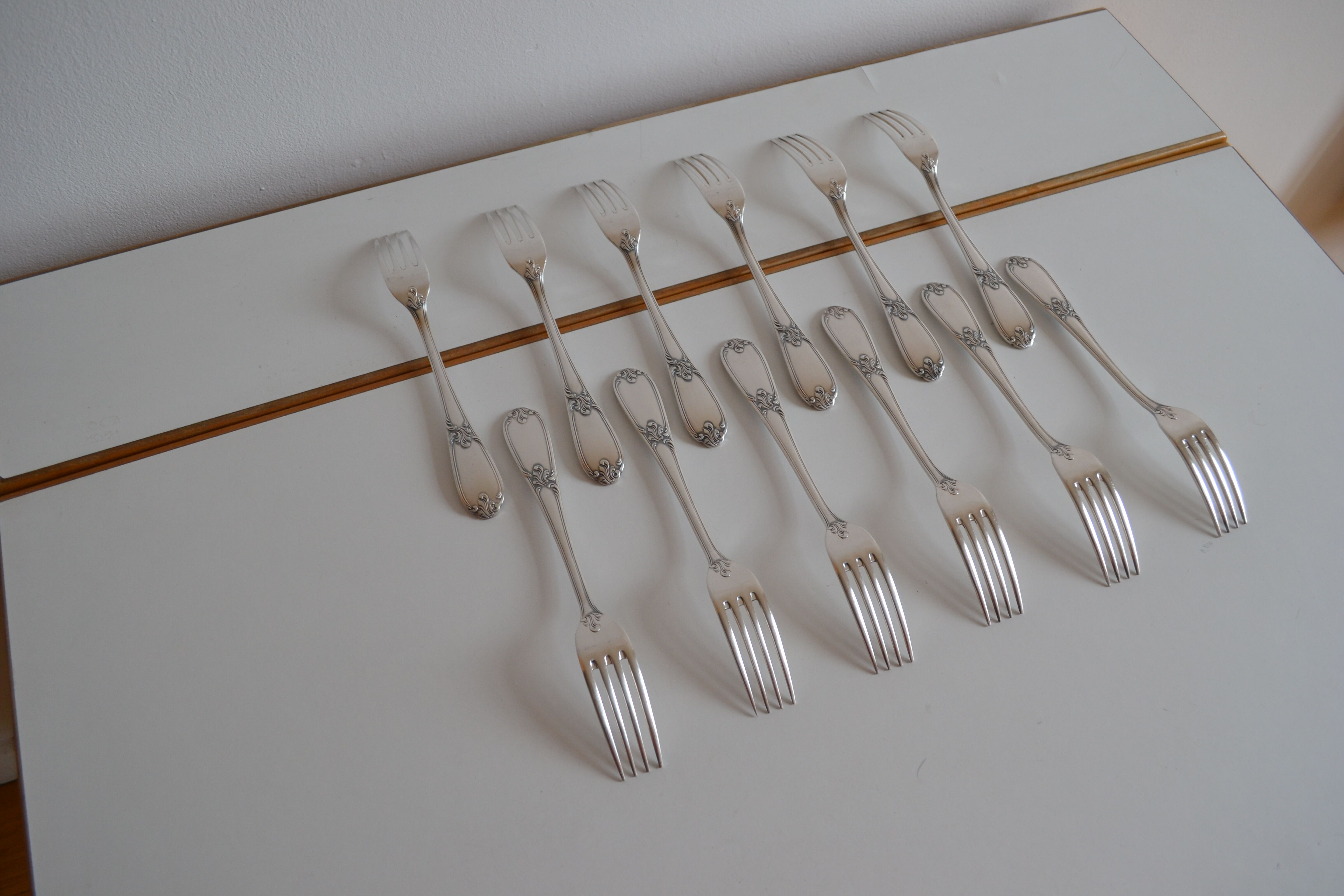 12 metal argente orfevre frionnet french table forks
