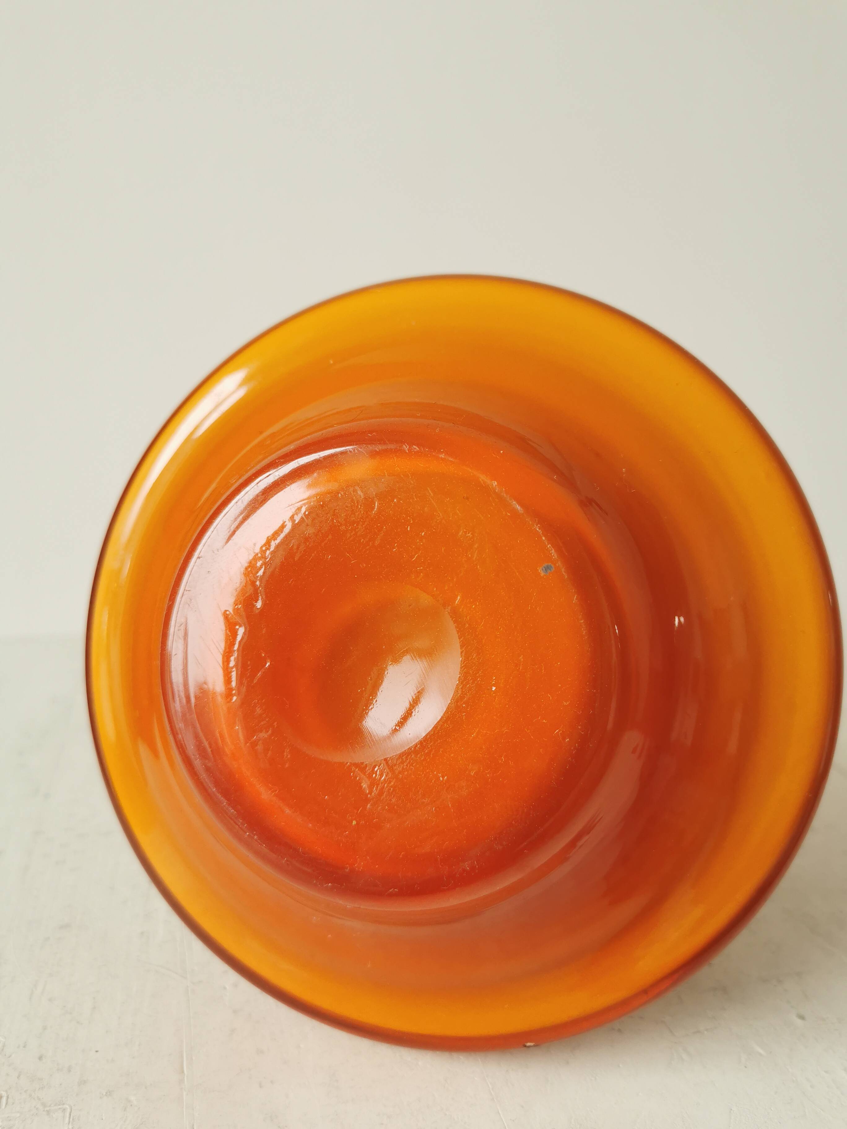 Vintage Murano Cased Glass Vase: Retro Orange Ceramic, 70s Yugoslavia