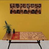 Vintage coat rack in wood and enameled copper