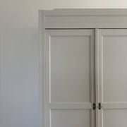Parisian wardrobe with shelves, renovated oak wood.
